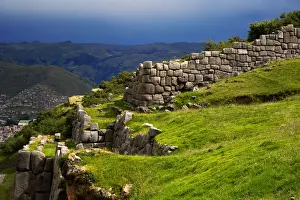 View of the Walls of Saksaywaman, Cusco, Cusco Region, Peru, South America