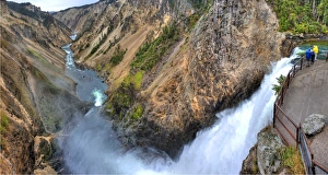 Viewing at the lower falls, Yellowstone National Park, Wyoming, western United States of America Viewing at the lower falls, Yellowstone National Park, Wyoming, western United States of America