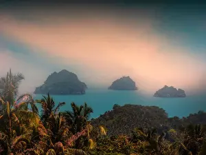 Ian Rolfe's Southern Lightscapes Prints: Viewpoint to the ocean and bay of Thailand, Ko Samui, Thailand