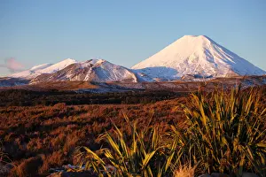 Tongariro National Park Prints: Volcanic scenery with Mt Ngauruhoe in Tongariro National Park