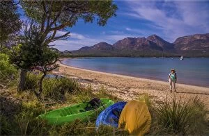 Images Dated 15th March 2017: Walking the beach at Freycinet National Park, east coastline of Tasmania