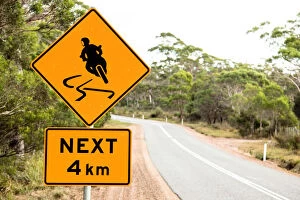 Images Dated 6th May 2014: Warning sign for motor bikes. Tasmania. Australia