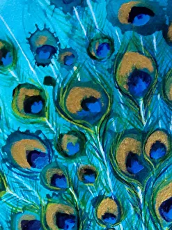 watercolour and gold ink painted peacock feathers watercolour gold ink painted peacock feathers