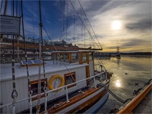Images Dated 1st September 2014: A waterfront scene in Oslo Harbour during winter, Norway
