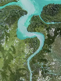 Willie Creek estuary photographed from a drone point of view, Western Australia, Australia