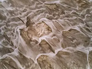 Windswept sand dunes shot by drone, South Australia