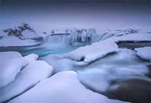 Winter at Ljosa and Godafoss waterfall in northern Iceland