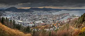 A winter panorama of the city of Bergen, Norway