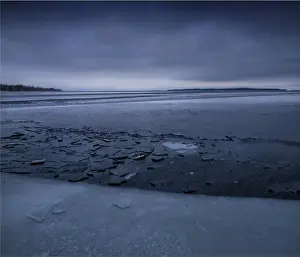 Winter scene on the coastline of the Baltic sea near Ranea, Lapland, Sweden