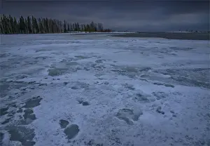 Winter scene on the coastline of the Baltic sea near Ranea, Lapland, Sweden