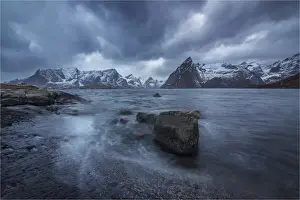 A winter scene, Lofoten peninsular, Arctic circle, Norway