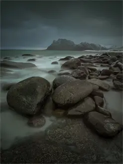 Images Dated 22nd February 2014: A winter scene, Lofoten peninsular, Arctic circle, Norway