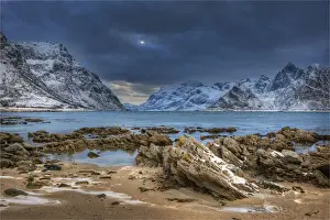 A winter scene, Lofoten peninsular, Arctic circle, Norway