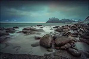 Arctic Prints: A winter scene, Lofoten peninsular, Arctic circle, Norway