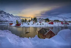 Winter scene, Lofoten Peninsular, arctic circle of Norway