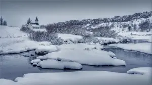 South Central Iceland Prints: A winter scene at Pingvellir, Central Iceland