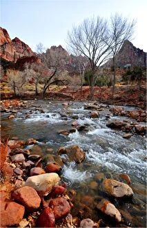 Images Dated 29th December 2009: A winter scene of the Virgin river near Springdale, Utah, USA
