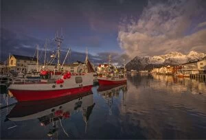 Images Dated 20th February 2014: Winter view of Henningsvaar harbour