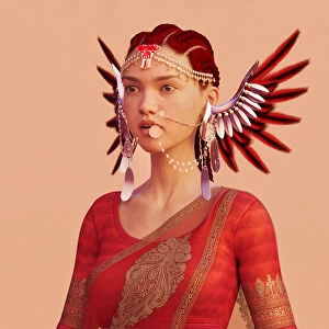 Donald Iain Smith Collection: Woman with exotic headdress and jewellery