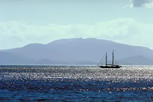 Yacht sailing at Whitsunday Islands, Australia