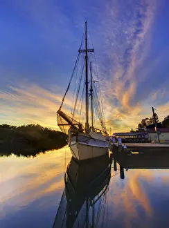 Images Dated 11th September 2013: Yacht Sunrise Reflection